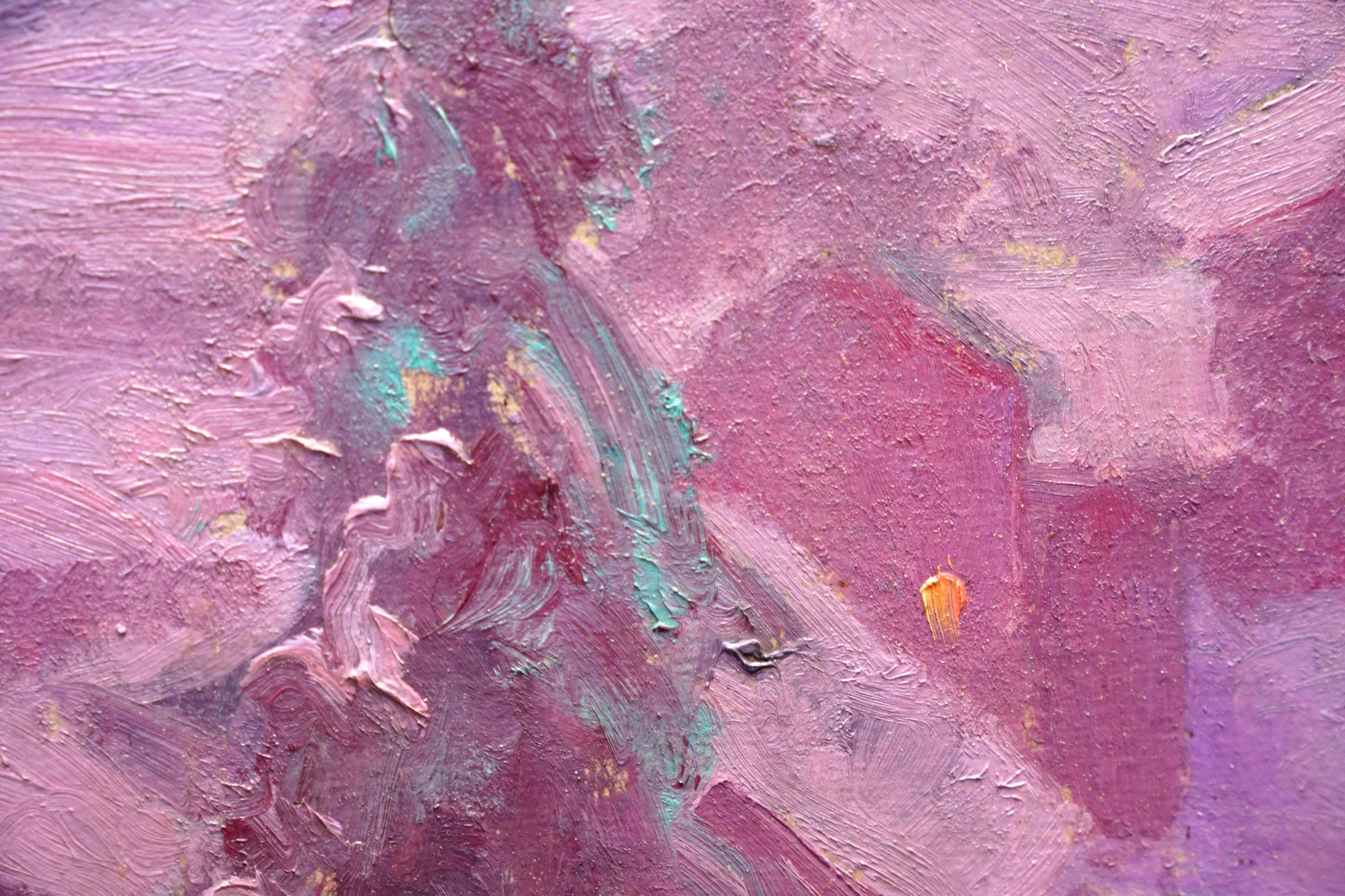 Winterliche Stadtlandschaft - Amerikanischer Impressionist 1930er Jahre Kunst Ölgemälde Schnee im Angebot 3