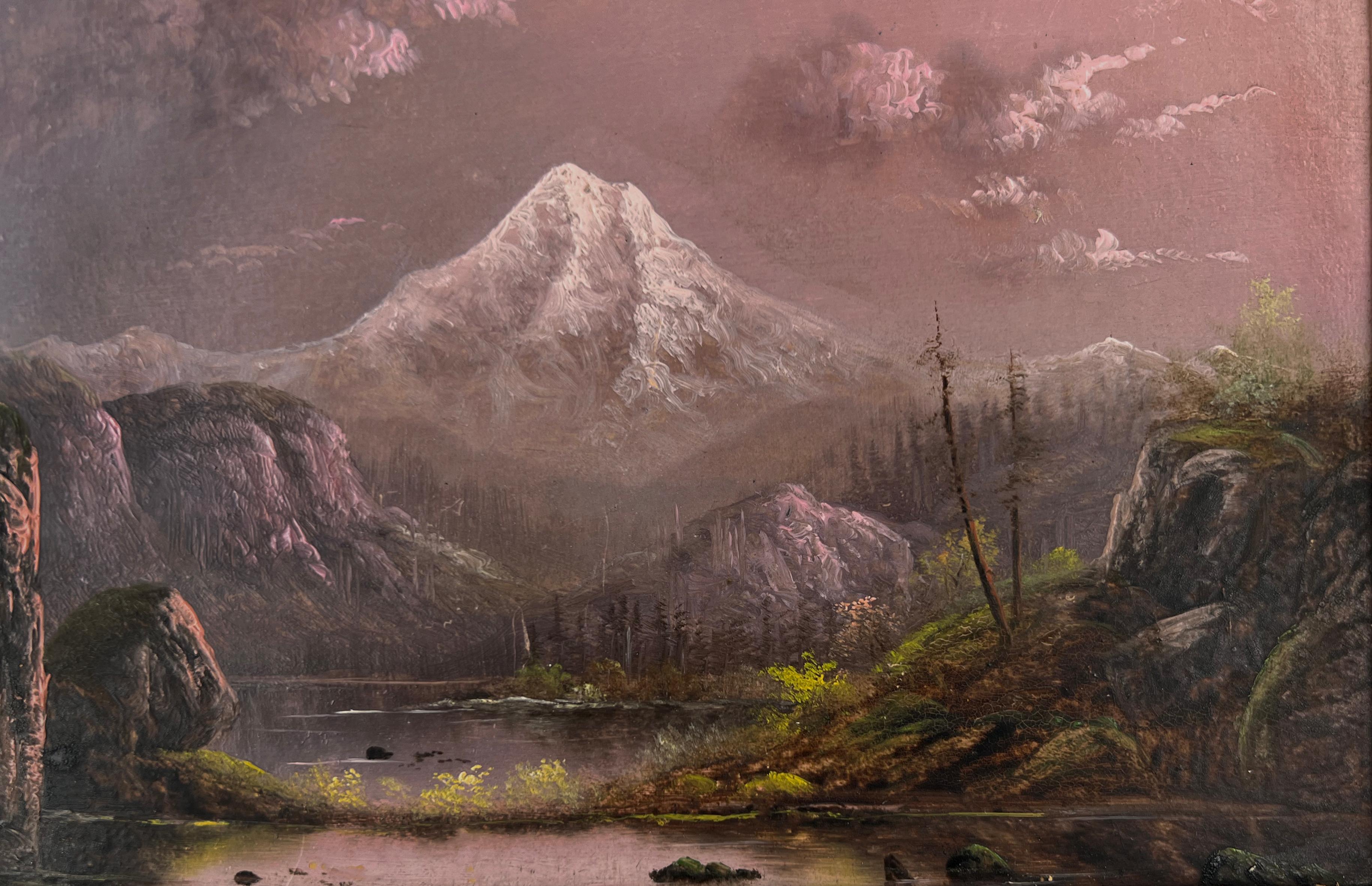 Mt. Hood in Spring circa 1900 after and in the style of William Samuel Parrott
Early morning looking towards Mt Hood, Oregon in the Style of William Samuel Parrot (American, 1843-1915). Unsigned in a period very rustic frame. We will stain and