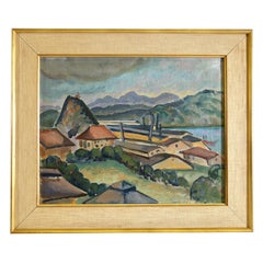 Oil painting of the Panama Canal dating from the 1920s