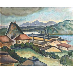 Oil painting of the Panama Canal dating from the 1920s
