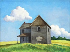 Abandoned Colorado Landscape Oil Painting by William Sanderson, Framed Modernist