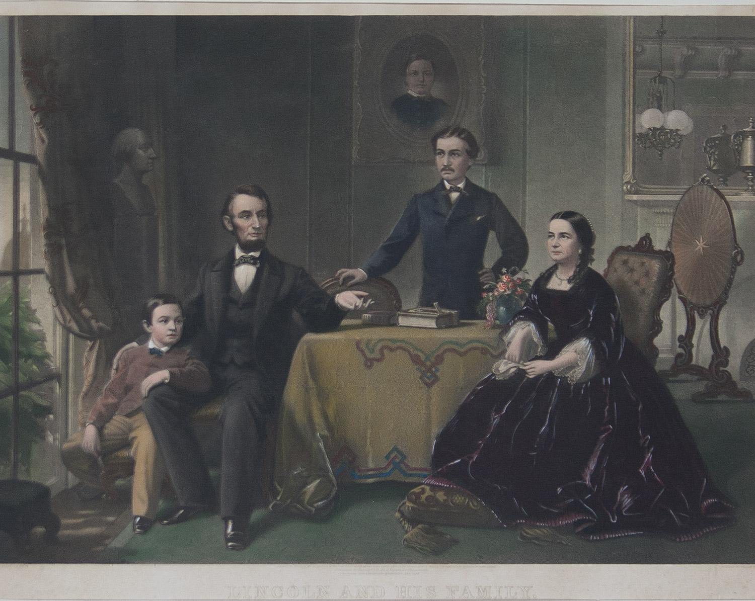 William Sartain Figurative Print - Lincoln and His Family, Philadalphia 1866