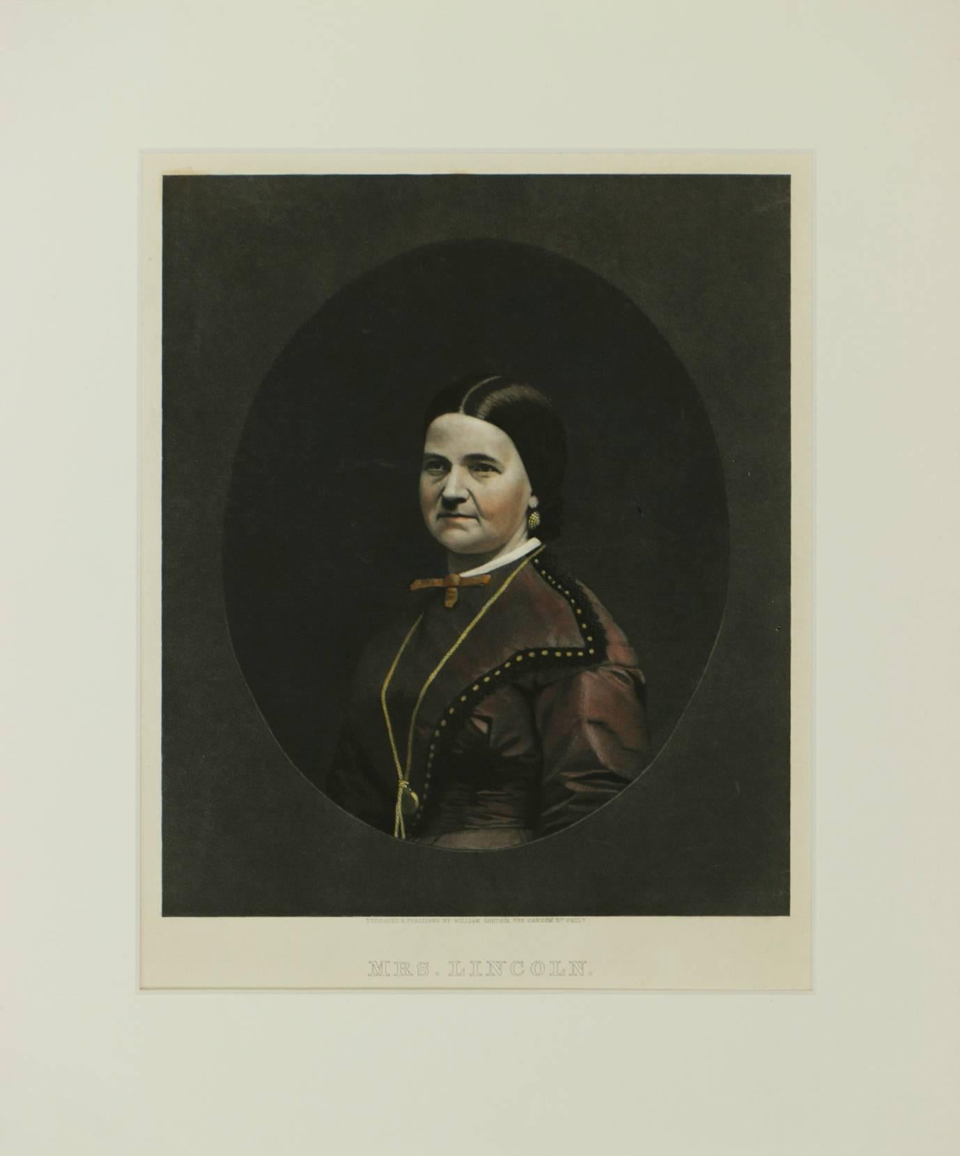 William Sartain Portrait Print - Portrait of Mrs. Lincoln