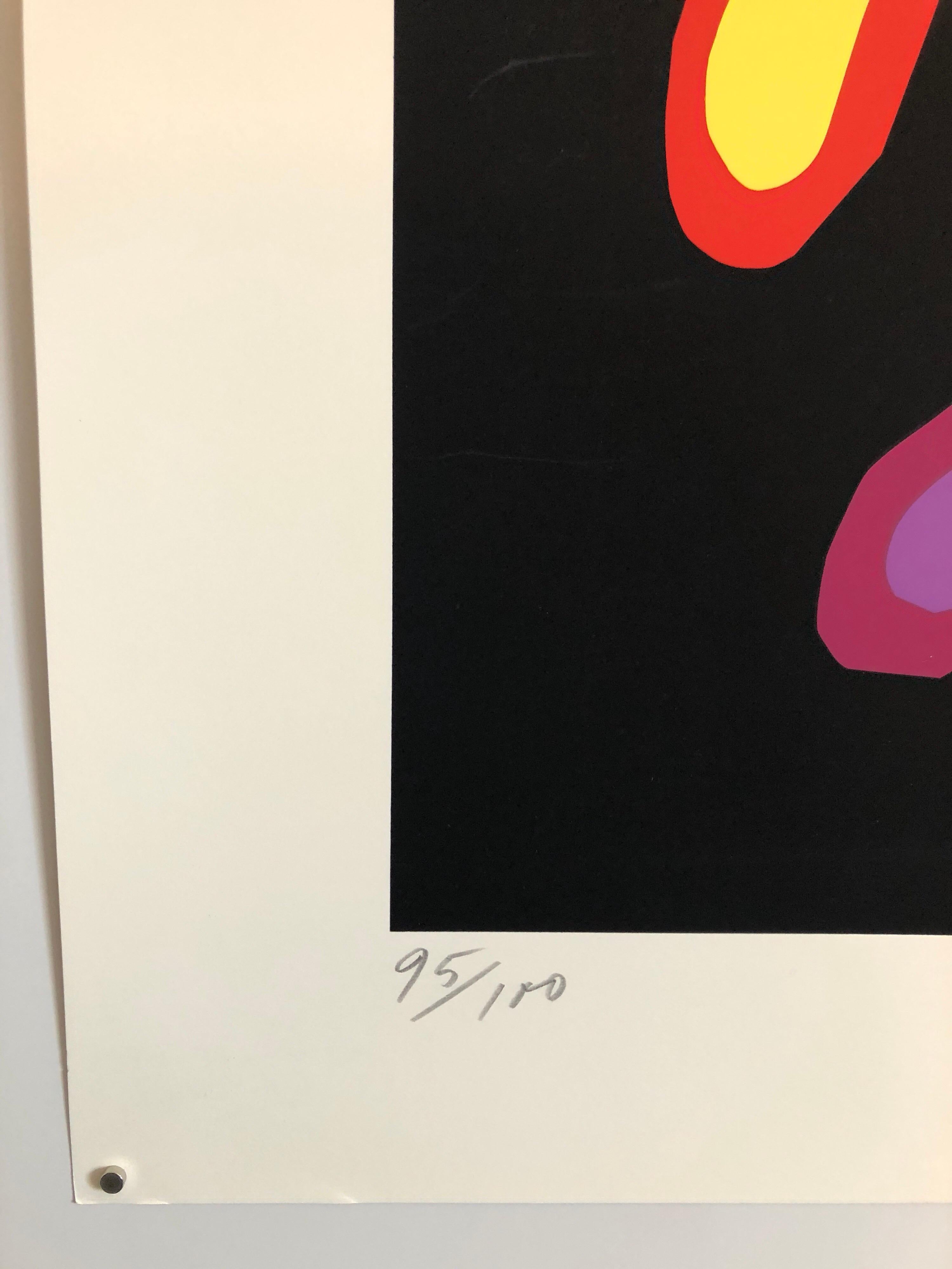 Sérigraphie lithographique Pop Art vif et vibrant NYC Expressionniste abstrait - Beige Abstract Print par William Scharf