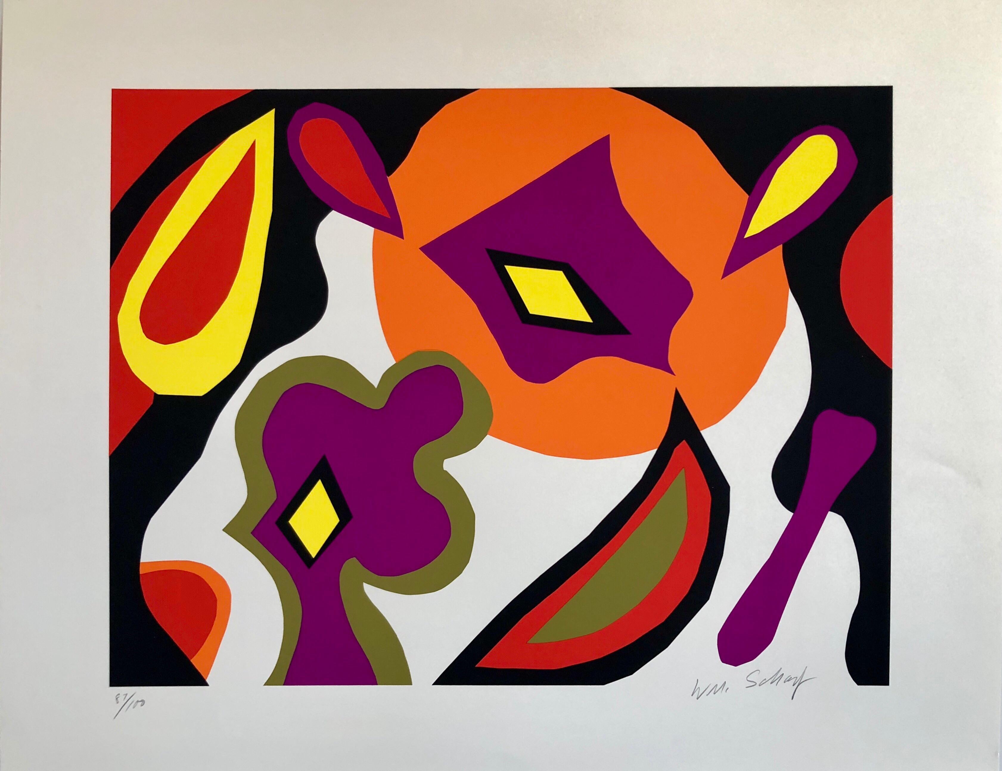 Bright Vibrant Pop Art Silkscreen NYC Abstract Expressionist - Print by William Scharf