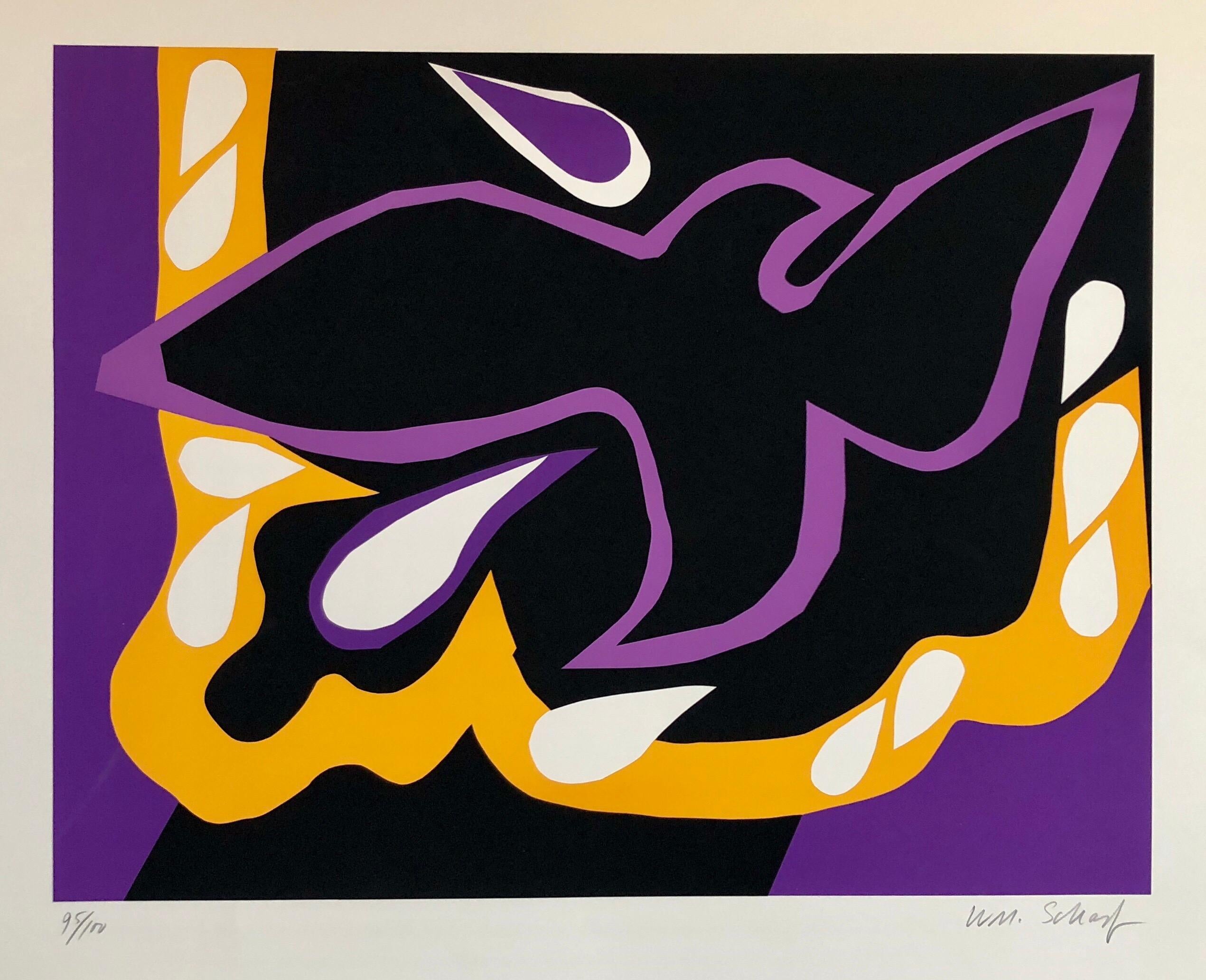 Abstract Print William Scharf - Sérigraphie Pop Art NYC - Expressionniste abstrait aux couleurs vives