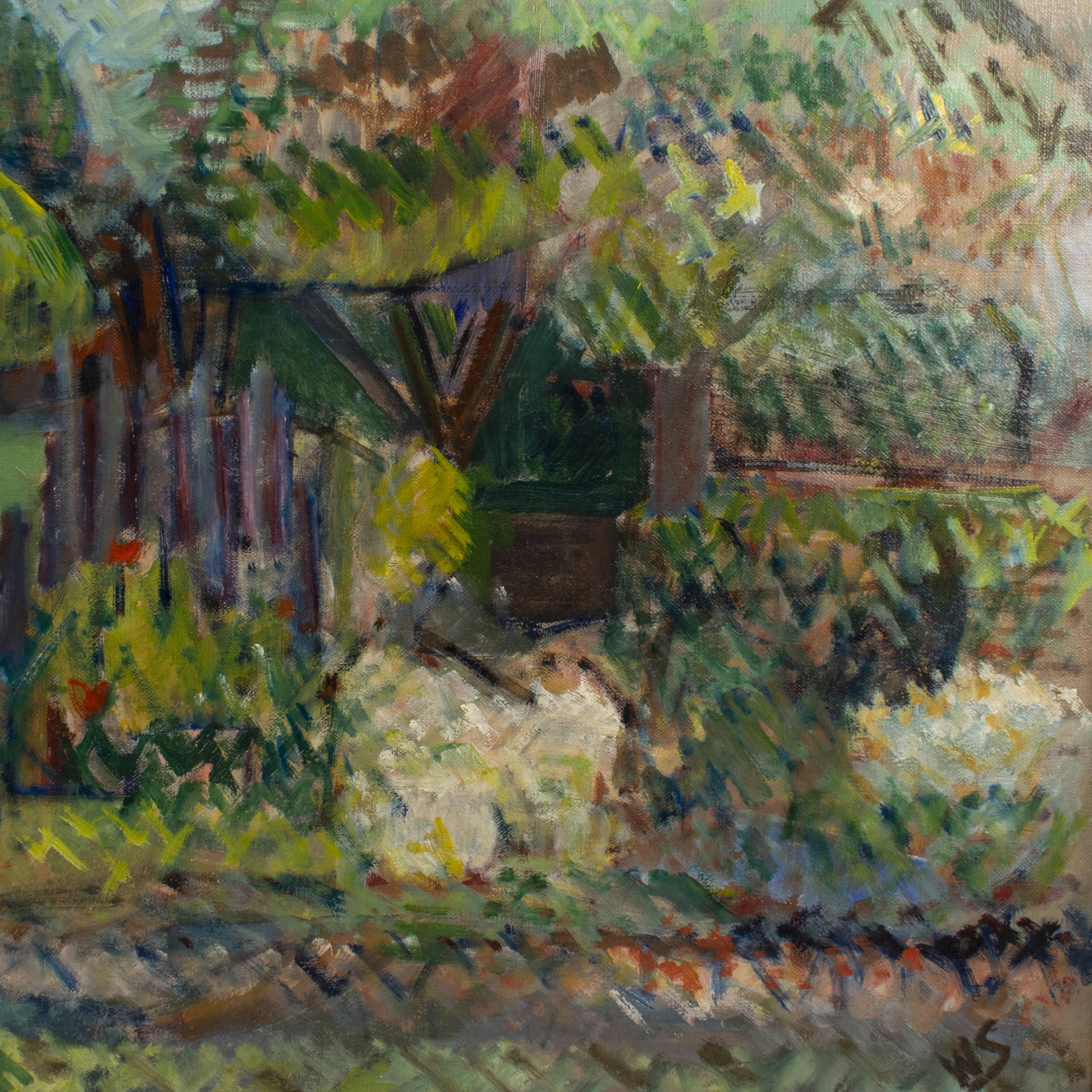 Danish William Scharff, Study of Garden, Oil on Canvas For Sale