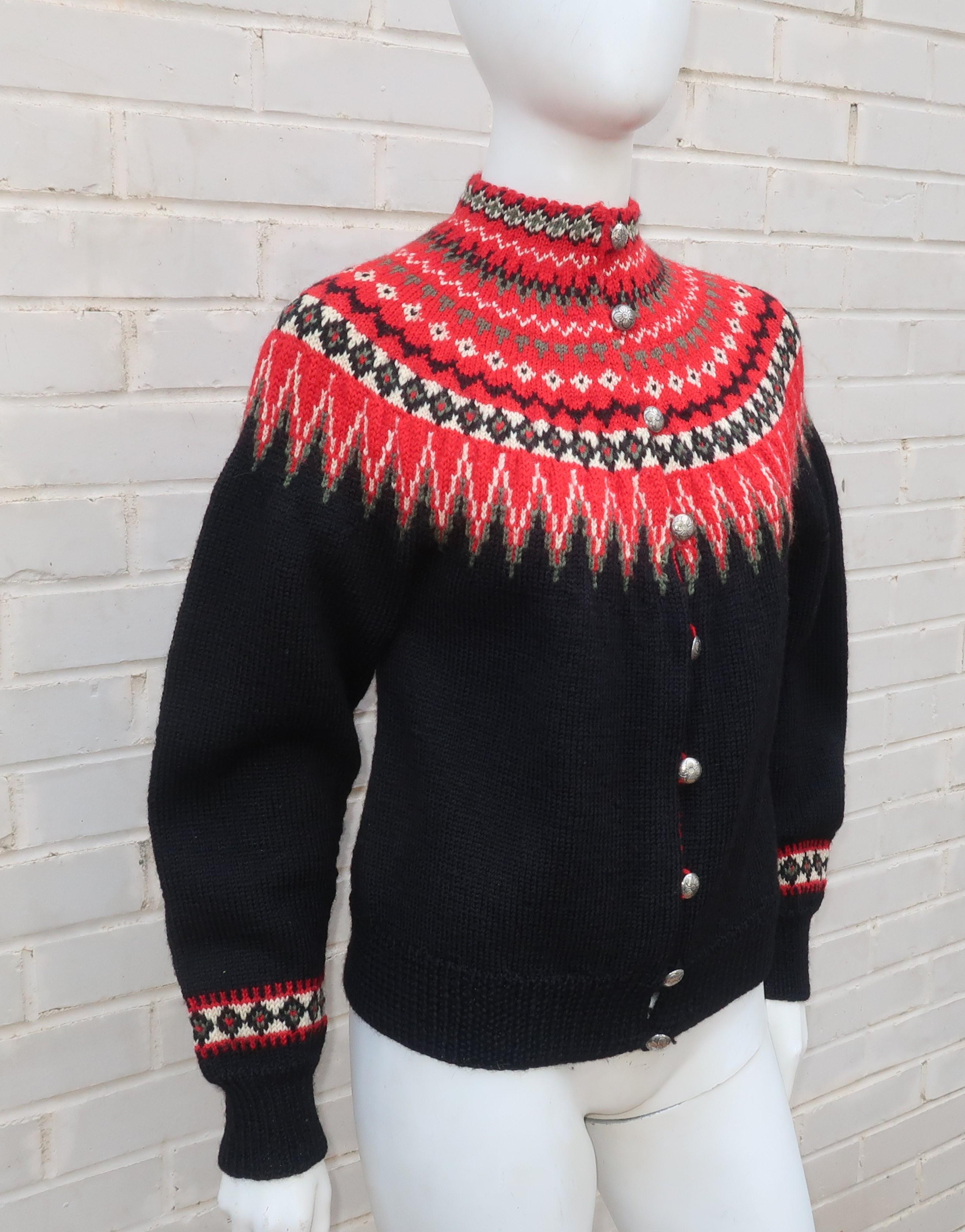 William Schmidt Norwegian Fair Isle Style Sweater, C.1950 In Good Condition In Atlanta, GA