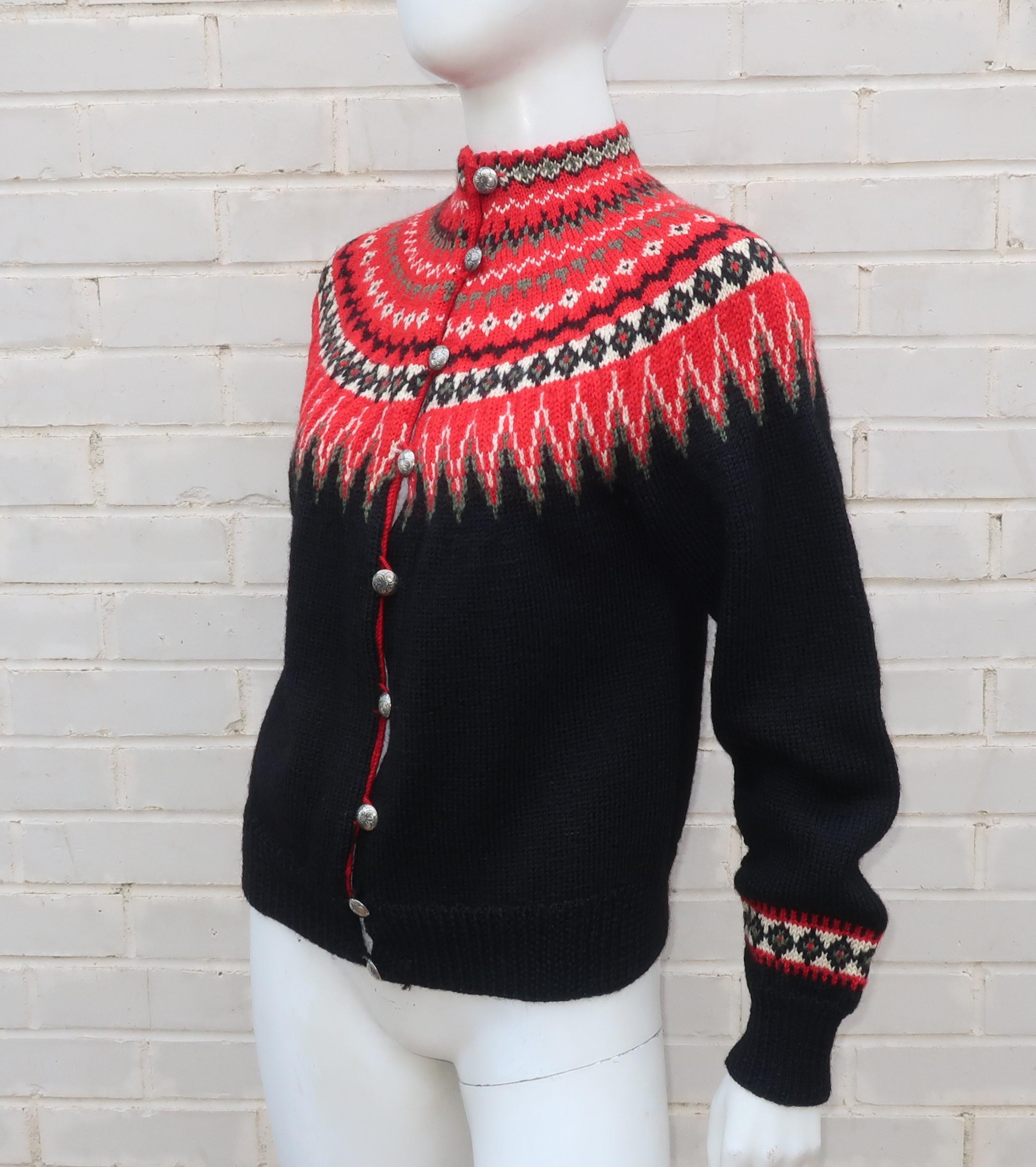 Women's William Schmidt Norwegian Fair Isle Style Sweater, C.1950