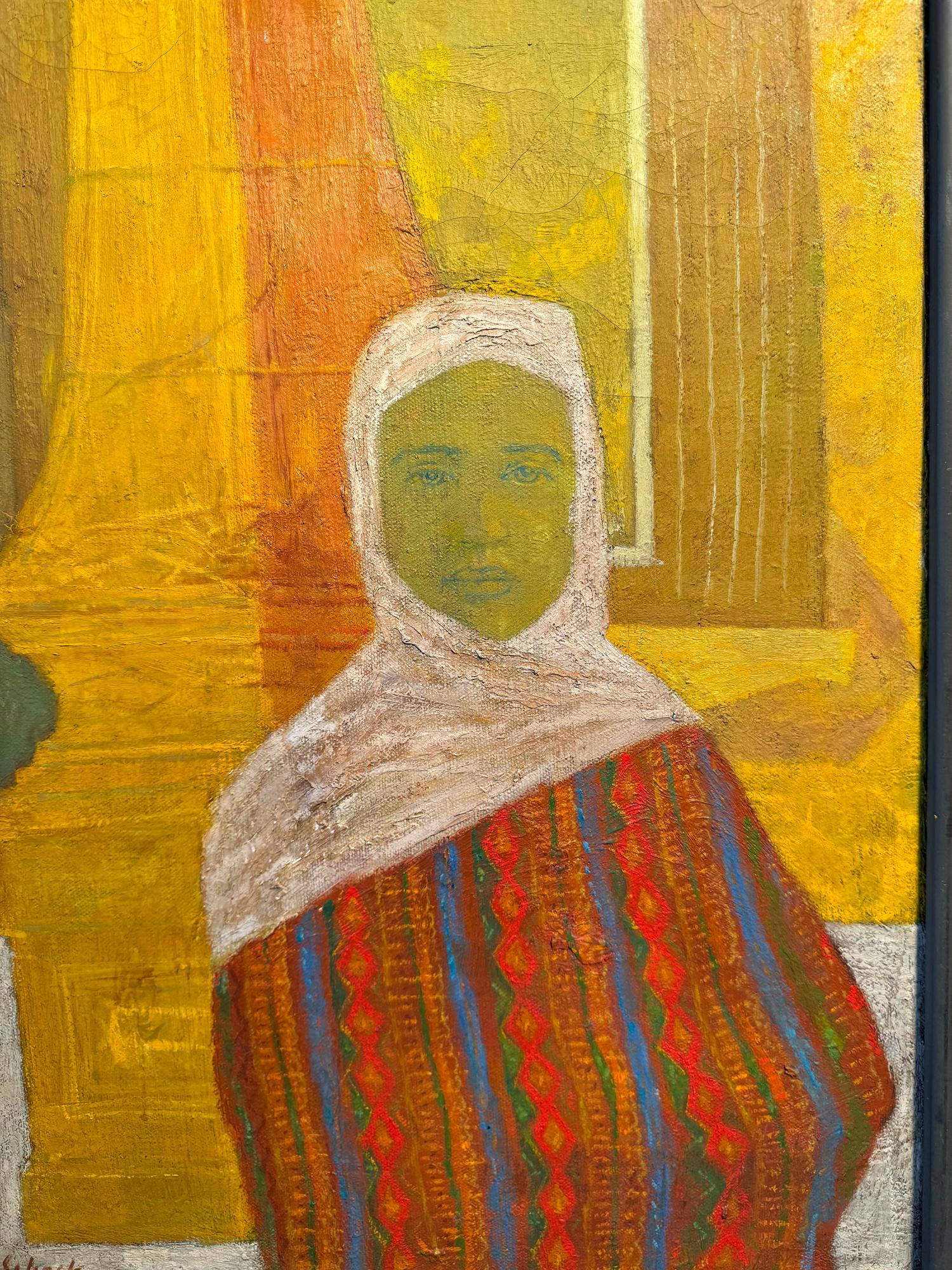 Obelisk - Muslim Woman Hijab, Mid-Century Architectural Forms - Brazilian Artist - Color-Field Painting by William Schock