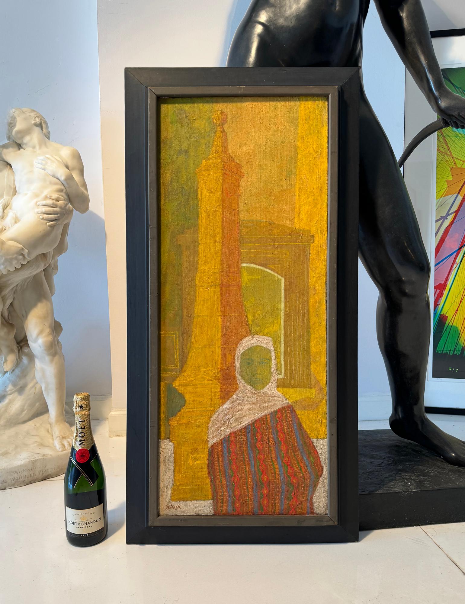 Obelisk - Muslim Woman Hijab, Mid-Century Architectural Forms - Brazilian Artist For Sale 1