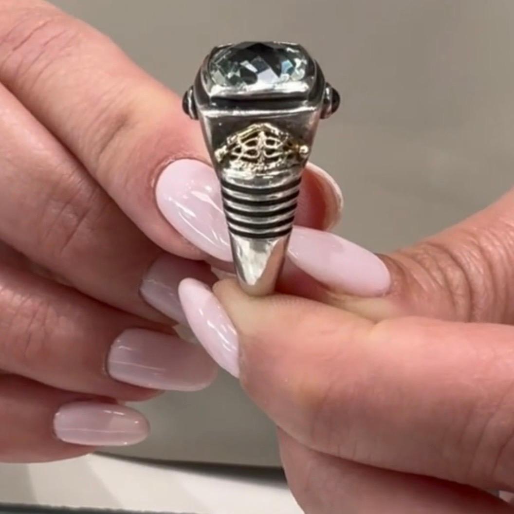 Anello con ametista verde di William Schraft in argento sterling e oro giallo 18 carati in vendita 2