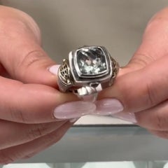 William Schraft Green Amethyst Ring in Sterling Silver and 18K Yellow Gold