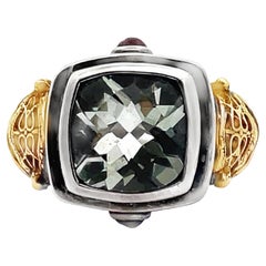 William Schraft Green Amethyst Ring in Sterling Silver and 18K Yellow Gold