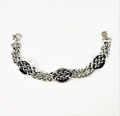 William Schraft SS/18K Filigree Pink Topaz & Amethyst Double Weave Bracelet