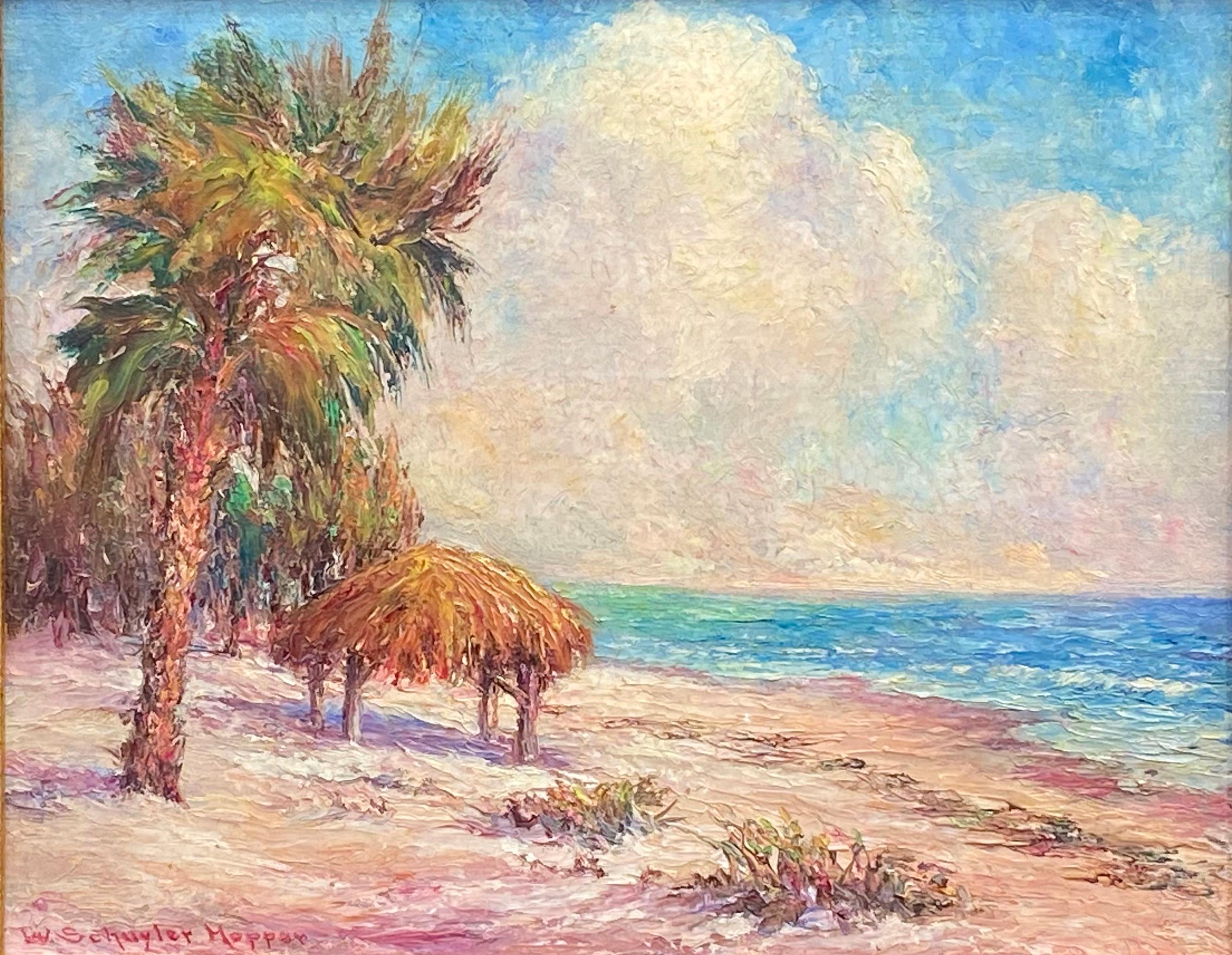 Landscape Painting de William Schuyler Hopper - "Palmeras tropicales"
