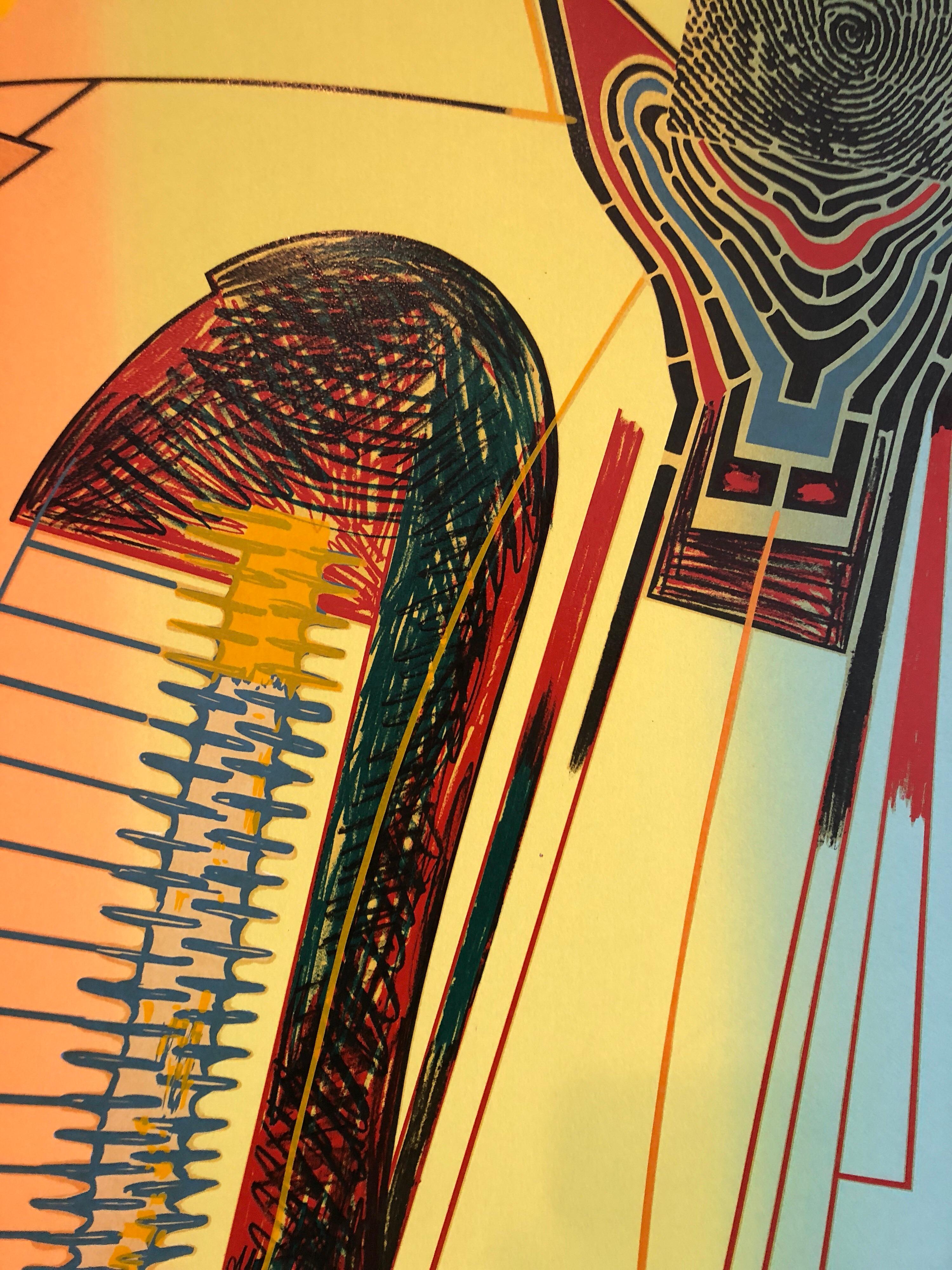 Questa serigrafia non è mai stata incorniciata. 

Modernista nato a Chicago. In mostra alla Andrew Crispo Gallery e alla Tibor de Nagy Gallery. Schwedler non poteva fare a meno di essere influenzato dall'ambiente artistico locale, in particolare da