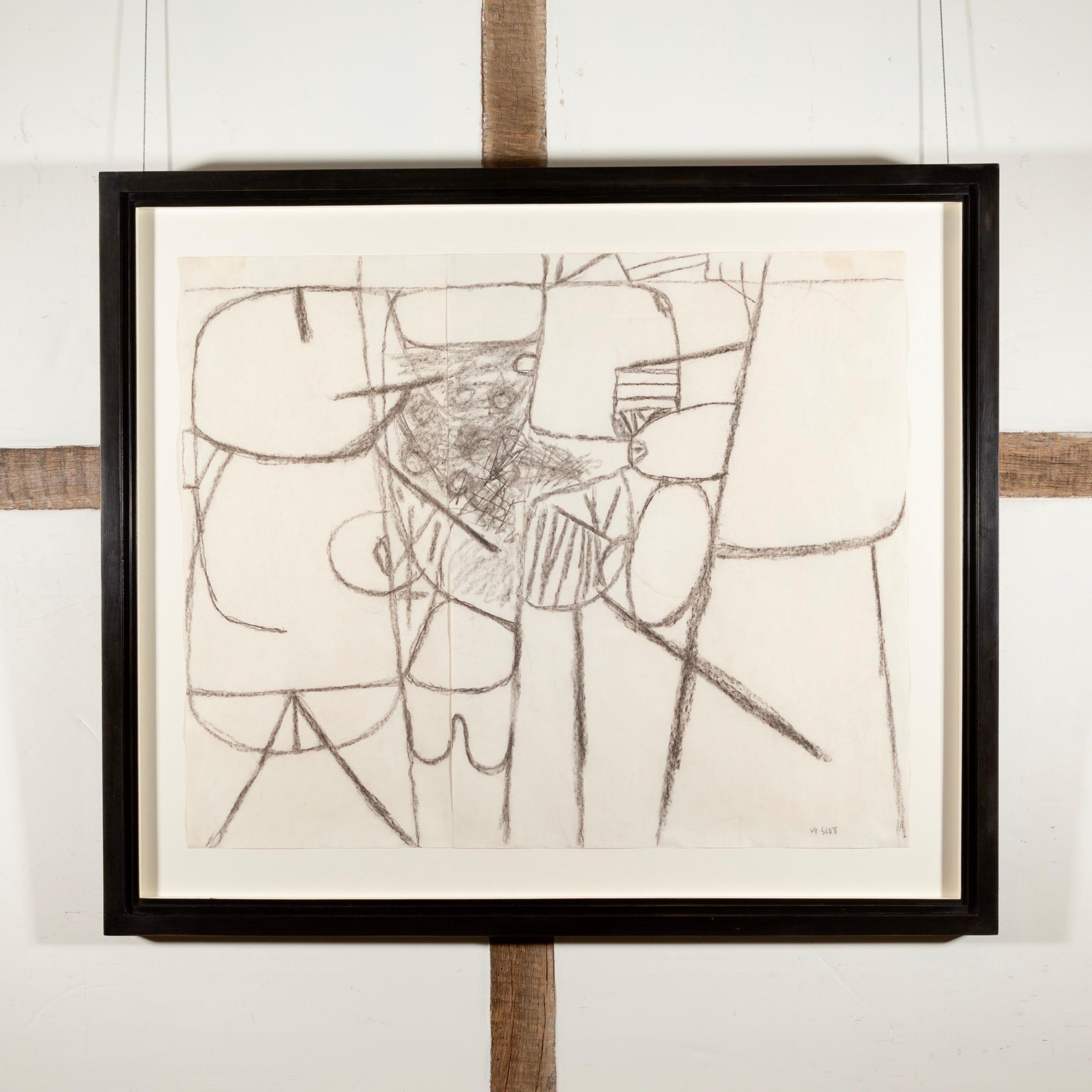 Composizione astratta, pittura a carboncino di William Scott, 1959-1960 circa in vendita 1