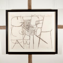 Composition abstraite au fusain de William Scott, 1959-1960 circa