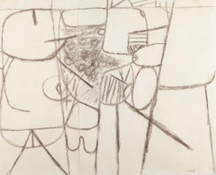 Composition abstraite au fusain de William Scott, 1959-1960 circa