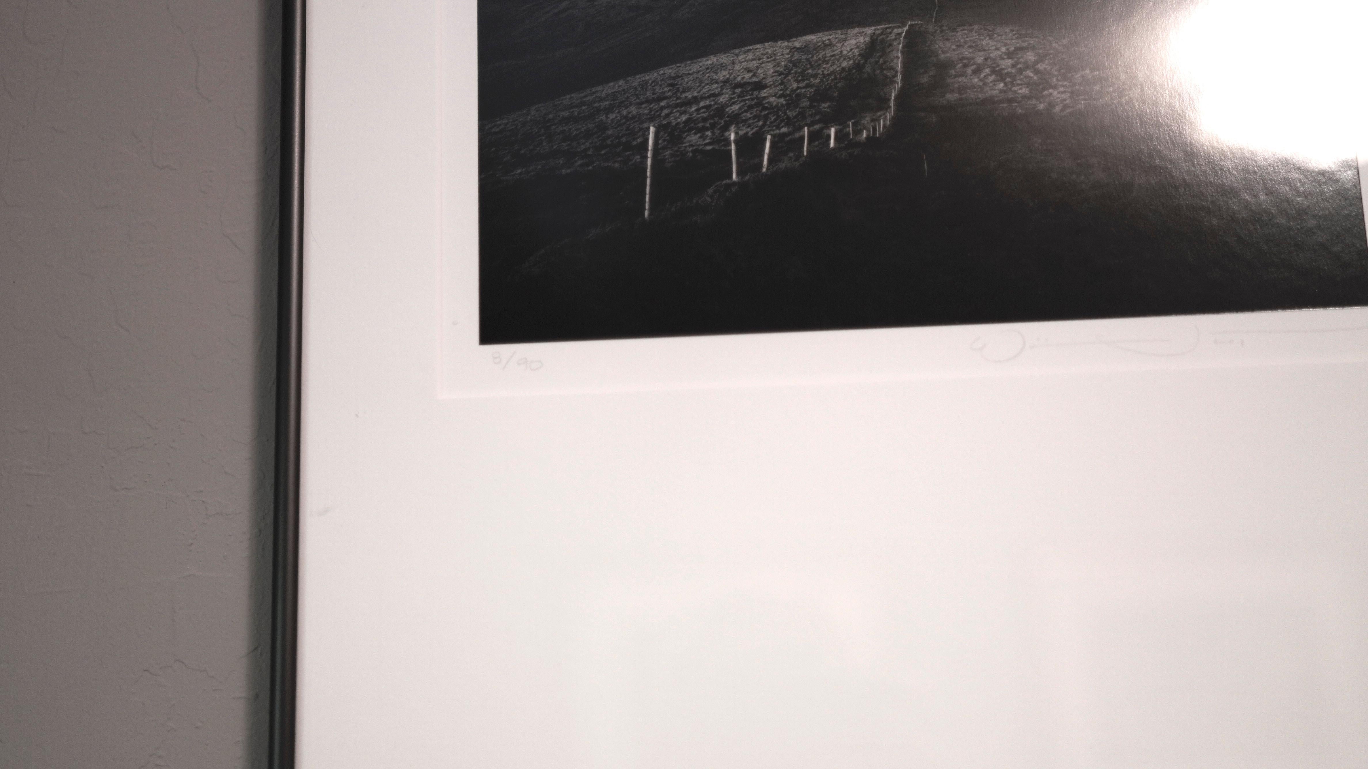 Hand printed photograph by the artist. 
Numbered, signed and dated on verso.
Signed and numbered on recto.
Number 8/90
Current retail price is $1000.
Framed in gun metal & plexiglass.