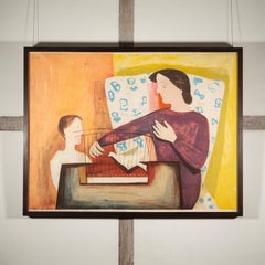 La cage aux oiseaux, n° 14, 1947, lithographie de William Scott avec mère et enfant