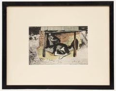 William Scott (1913–1989) – Gerahmte Lithografie, „Zuflucht vor den Soldaten“