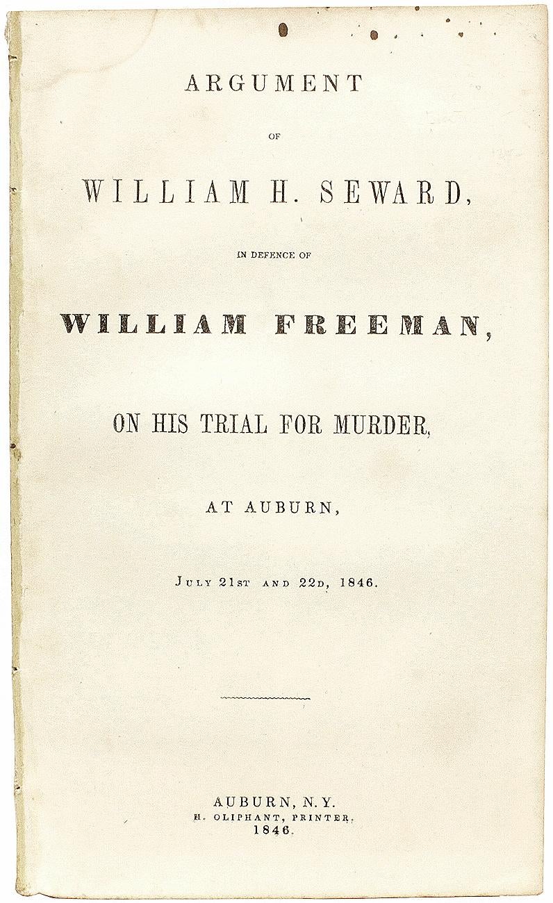 Mid-19th Century William Seaward in Defence of William Freeman, on His Trial for Murder - 1846 For Sale