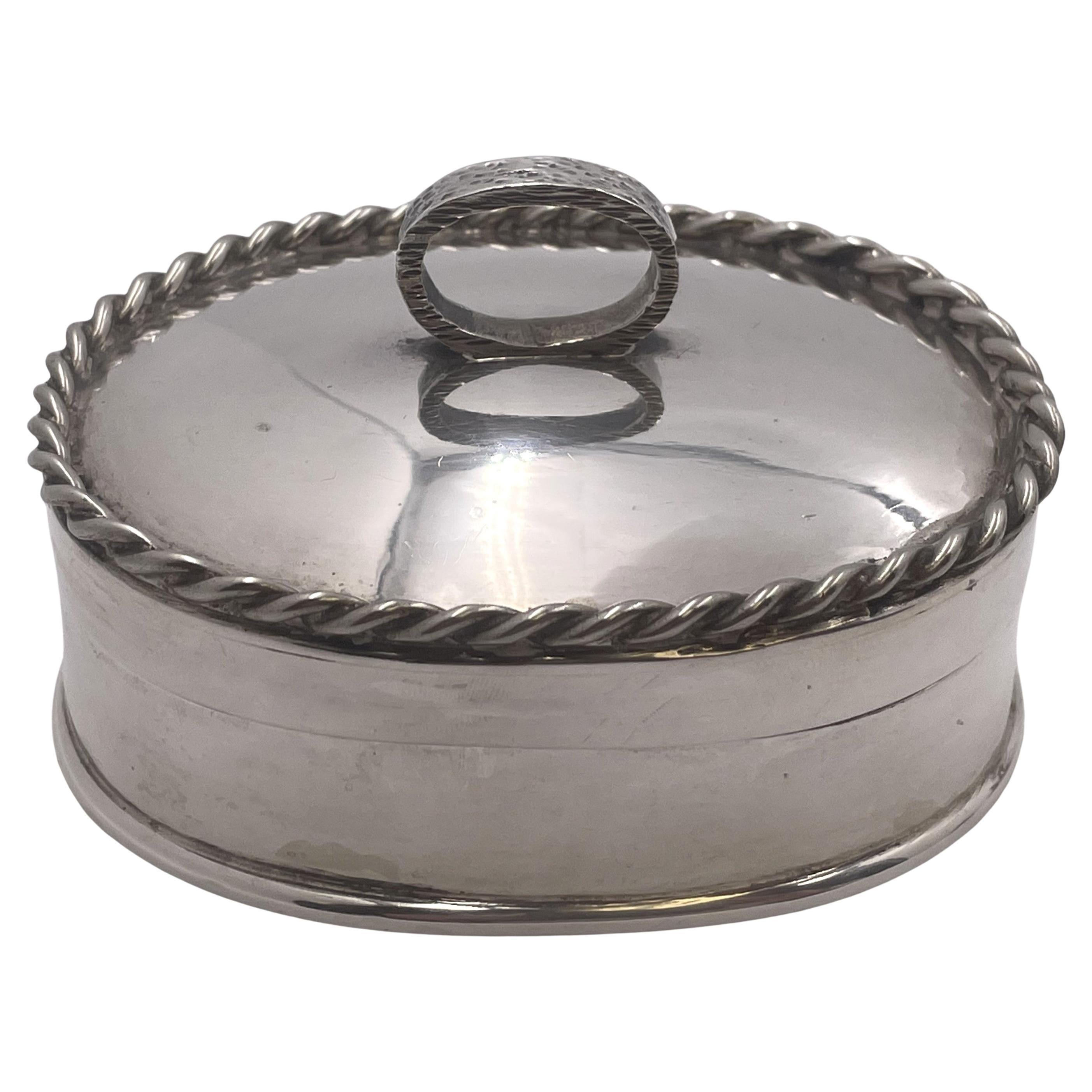 William Seitz Sterling Silver Box with Rope Motif in Arts 
Crafts Style For Sale