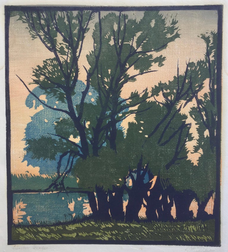 William Seltzer Rice Landscape Print - Willow Border