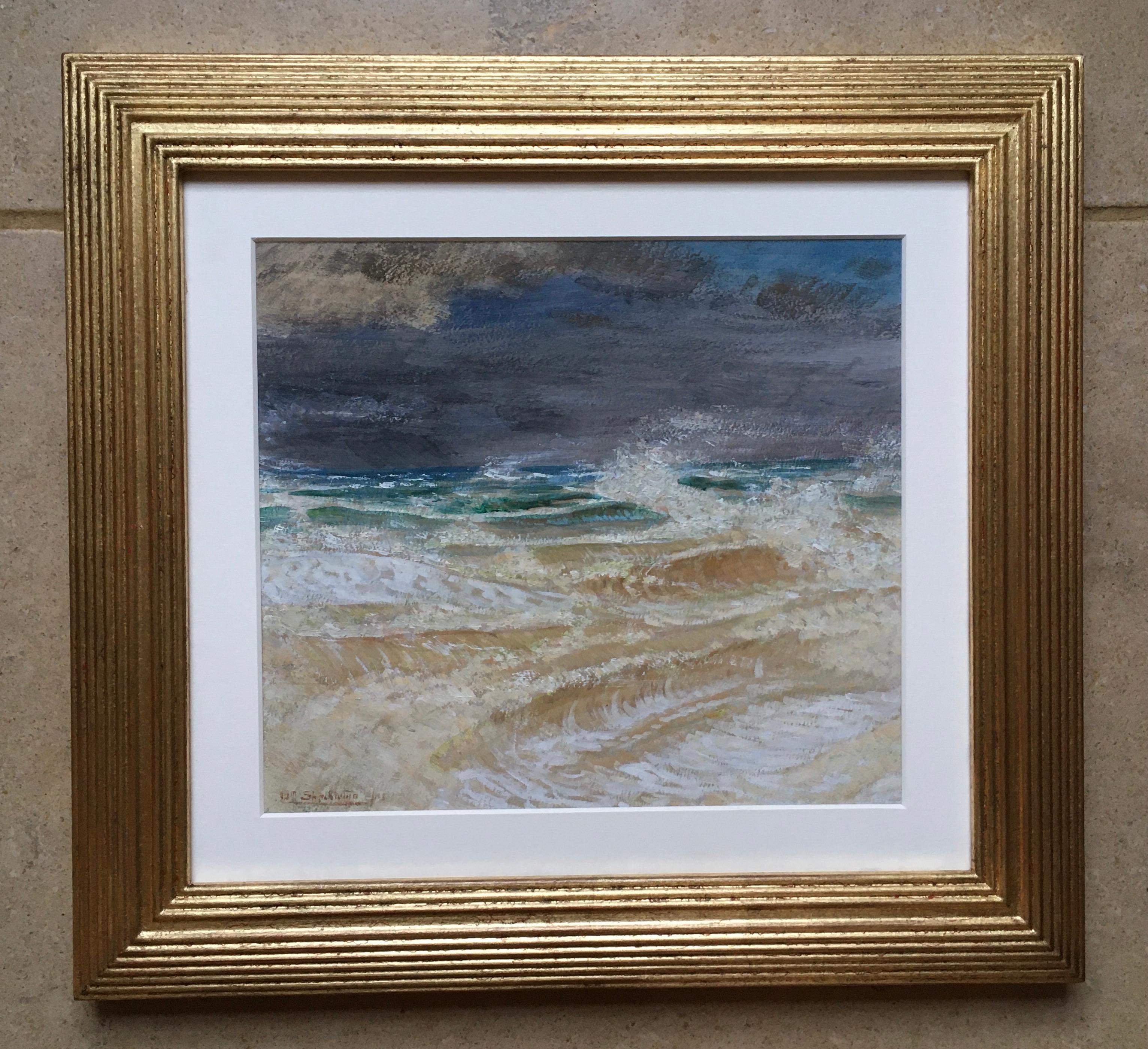 WILLIAM SHACKLETON, NEAC
(1872-1933)

The Storm

Signed and indistinctly dated
Oil on paper

23 by 25.5 cm., 9 by 10 in.
(frame size 37 by 40.5 cm., 14 ½ by 16 in.)

Shackleton was born in Bradford, the son of a paper manufacturer and merchant.  He