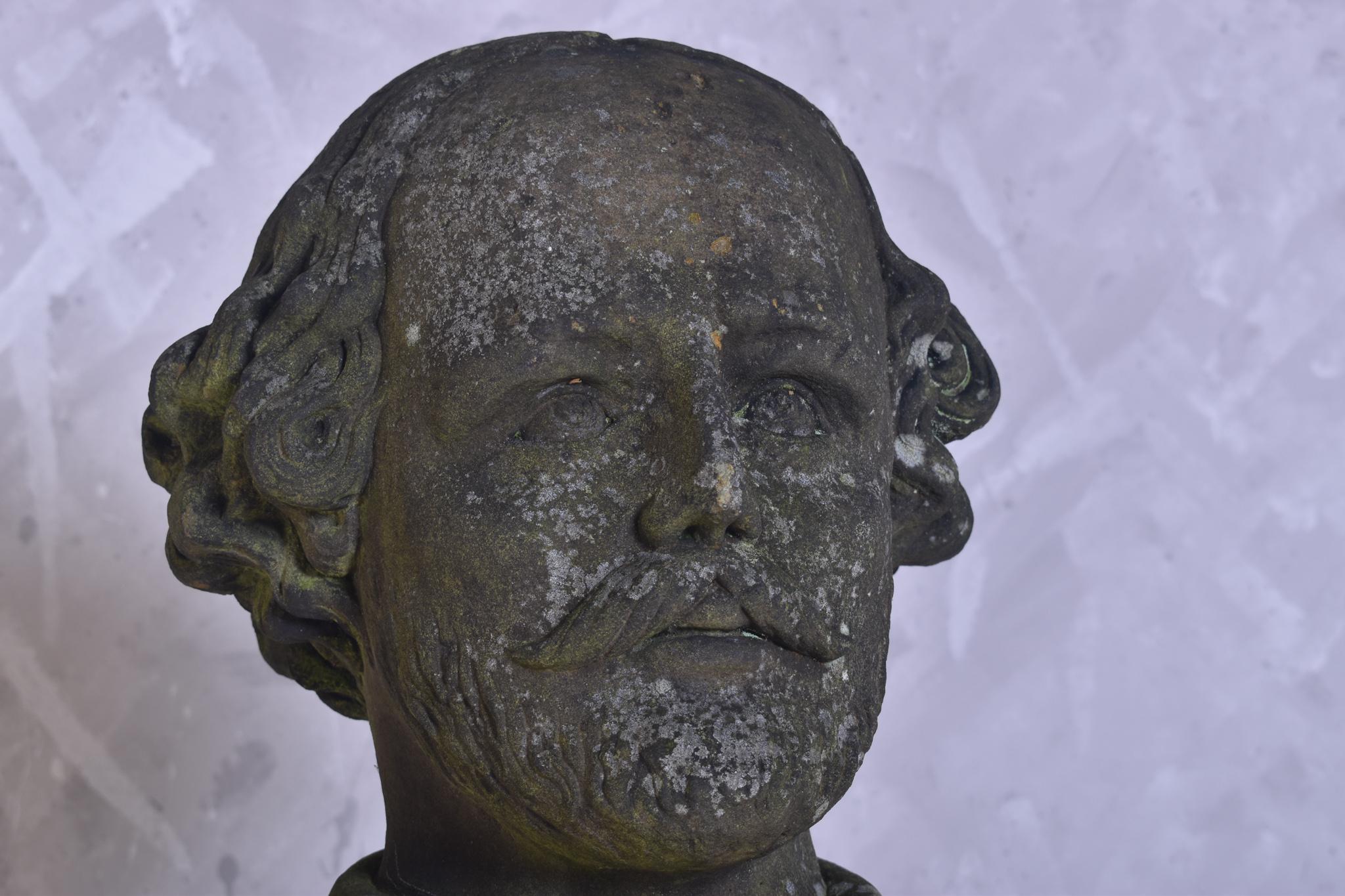 Hand-Carved William Shakespeare Sandstone Bust