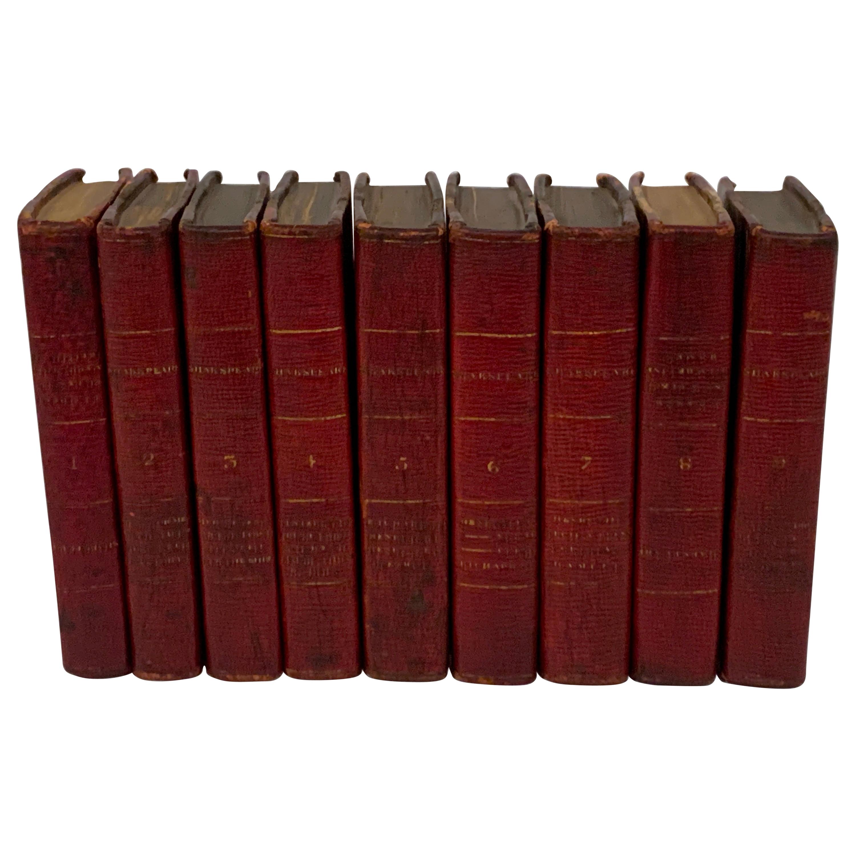 William Shakespeare's Plays in Miniature 9 Volume Leather Bound Volumes, 1803