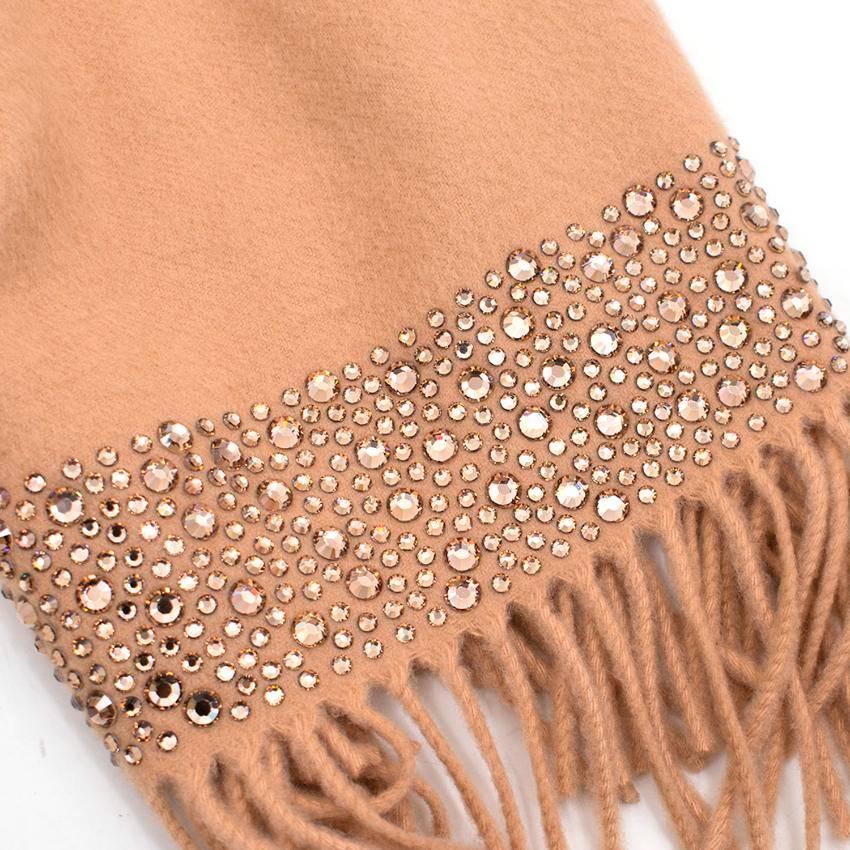 William Sharp Luxury Beige Crystal Embellished Cashmere Wrap  In New Condition For Sale In London, GB
