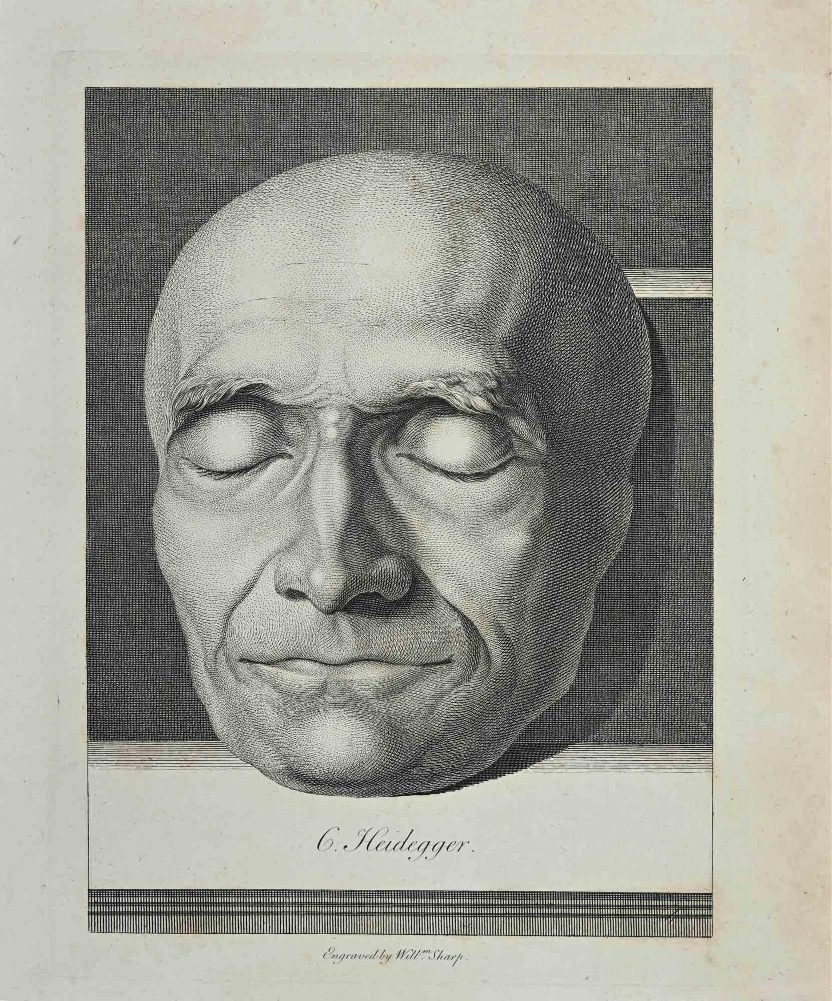 Portrait de G. Heidegger est une œuvre d'art originale réalisée par William Sharp (1749 - 1824).

Gravure originale de J.C. Essais de Lavater sur la physiognomonie, destinés à promouvoir la connaissance et l'amour de l'humanité", Londres, Bensley,