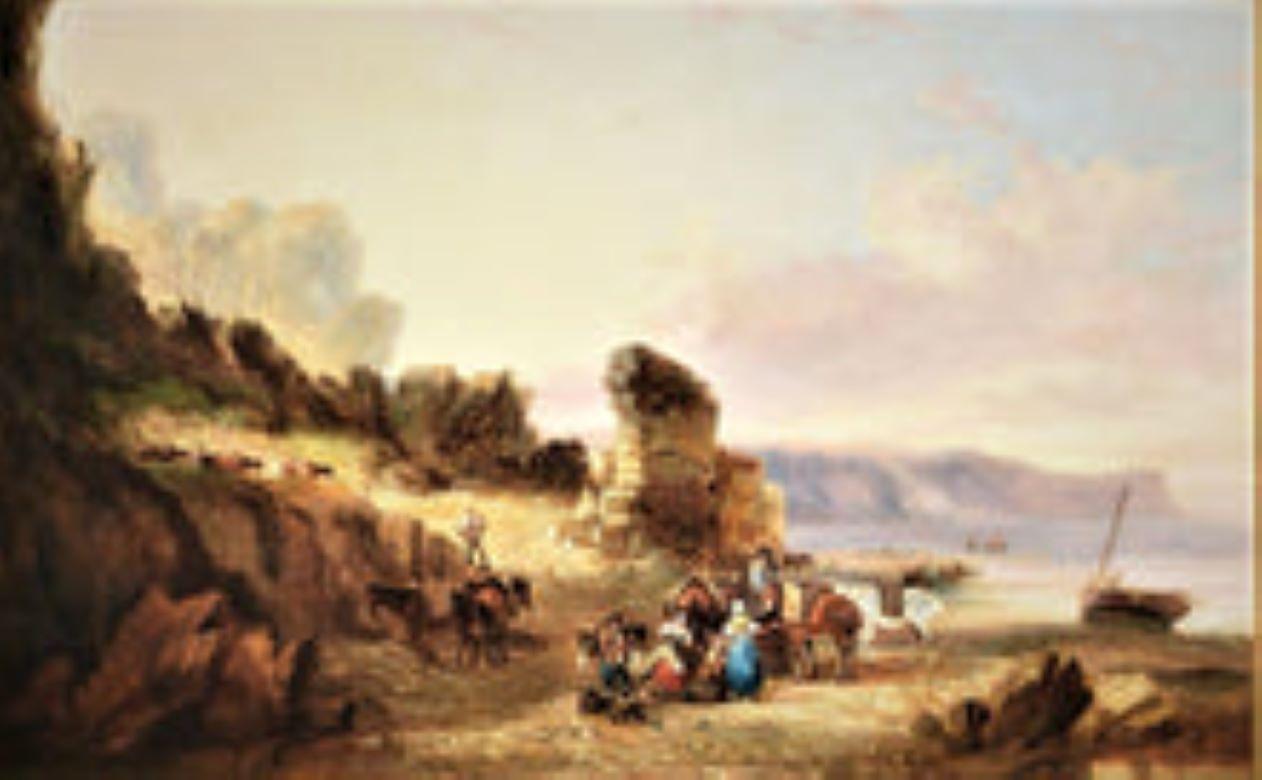 19th century oil Devon coastal scene William Shayer Snr (Circle of) - Painting by William Shayer Senior