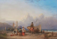 Fisherfolk On The Beach,  19th Century