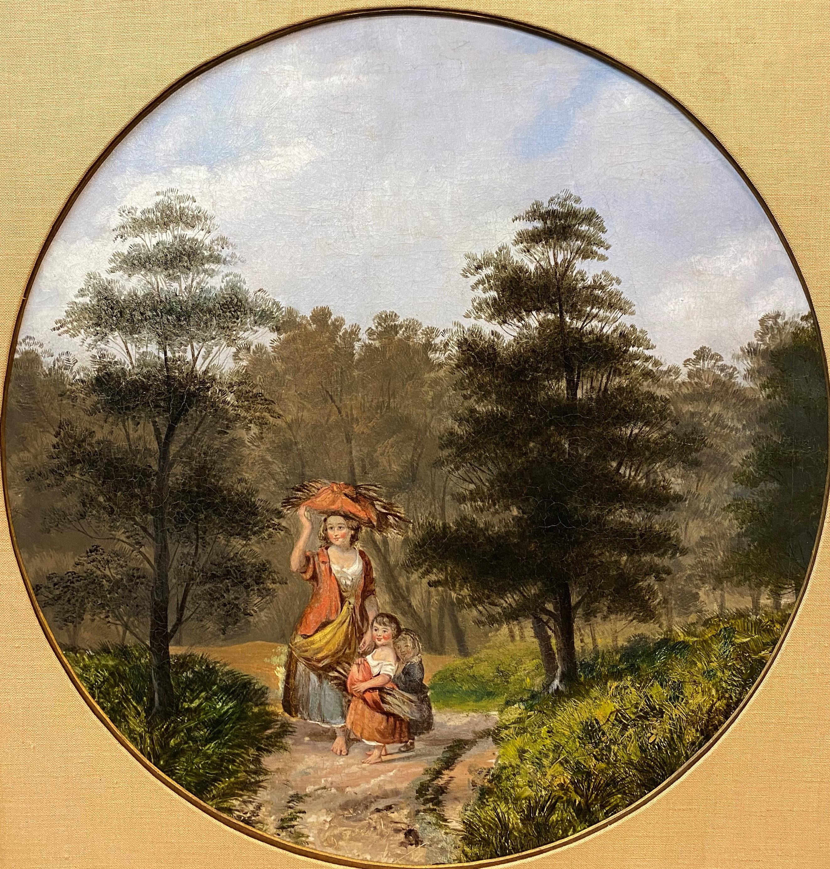 Gathering Kindling on a Country Road - Painting by William Shayer Senior