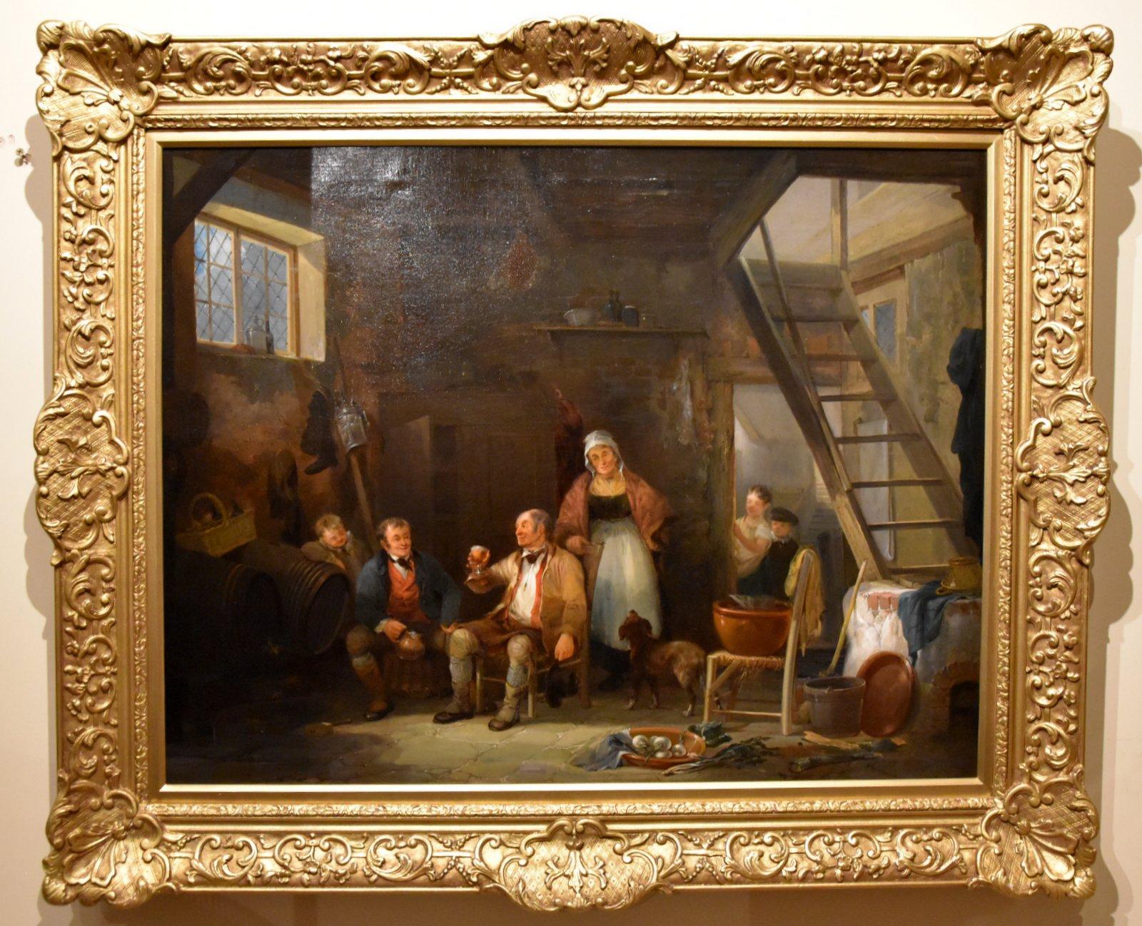 William Shayer Senior Interior Painting - Oil Painting by William Shayer Snr "An Inn Interior"