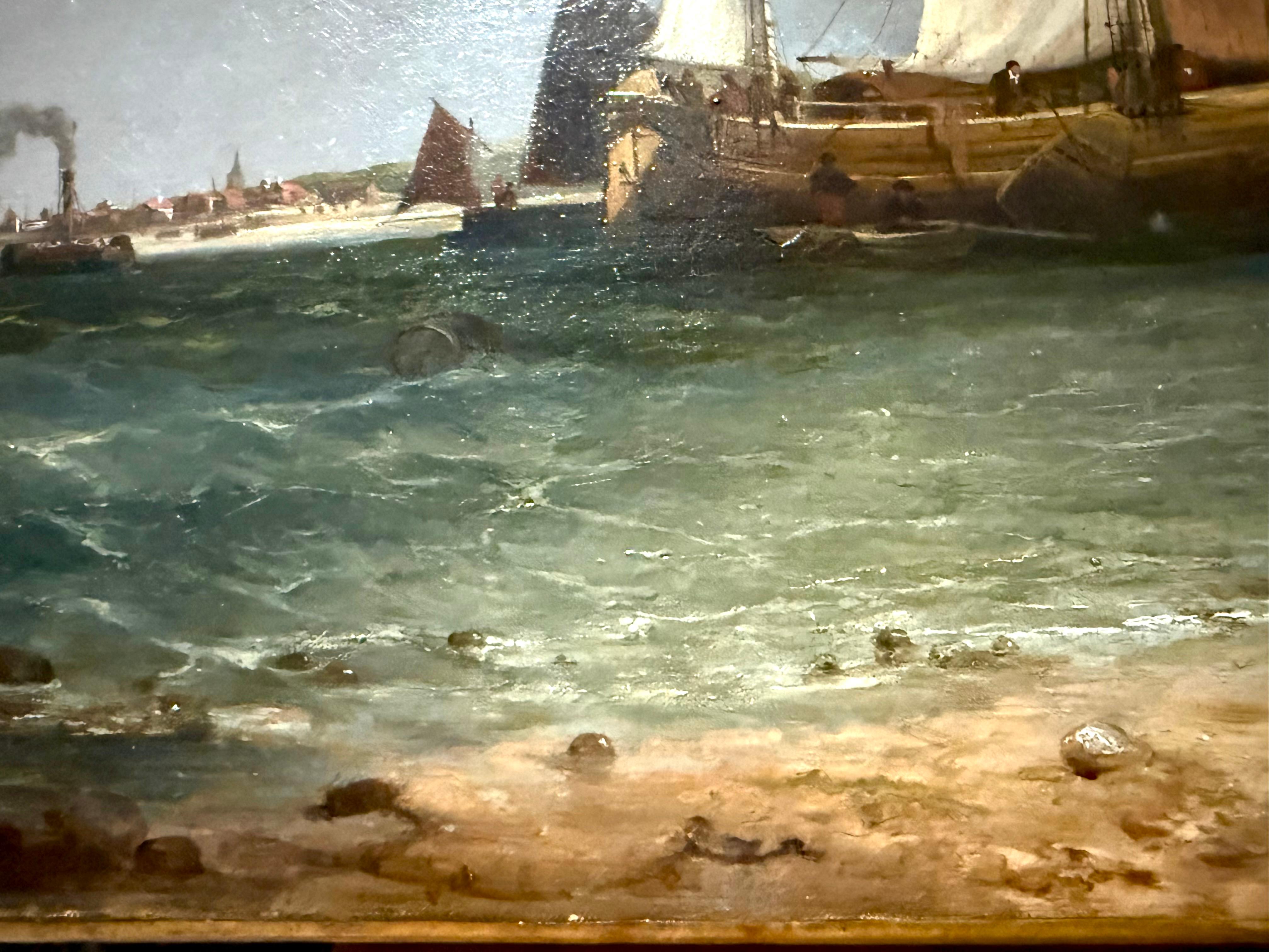 Sailboats on a Calm Sea, Sky and Harbor 19th century For Sale 1