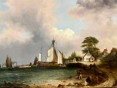 Sailboats on a Calm Sea, Sky and Harbor 19th century