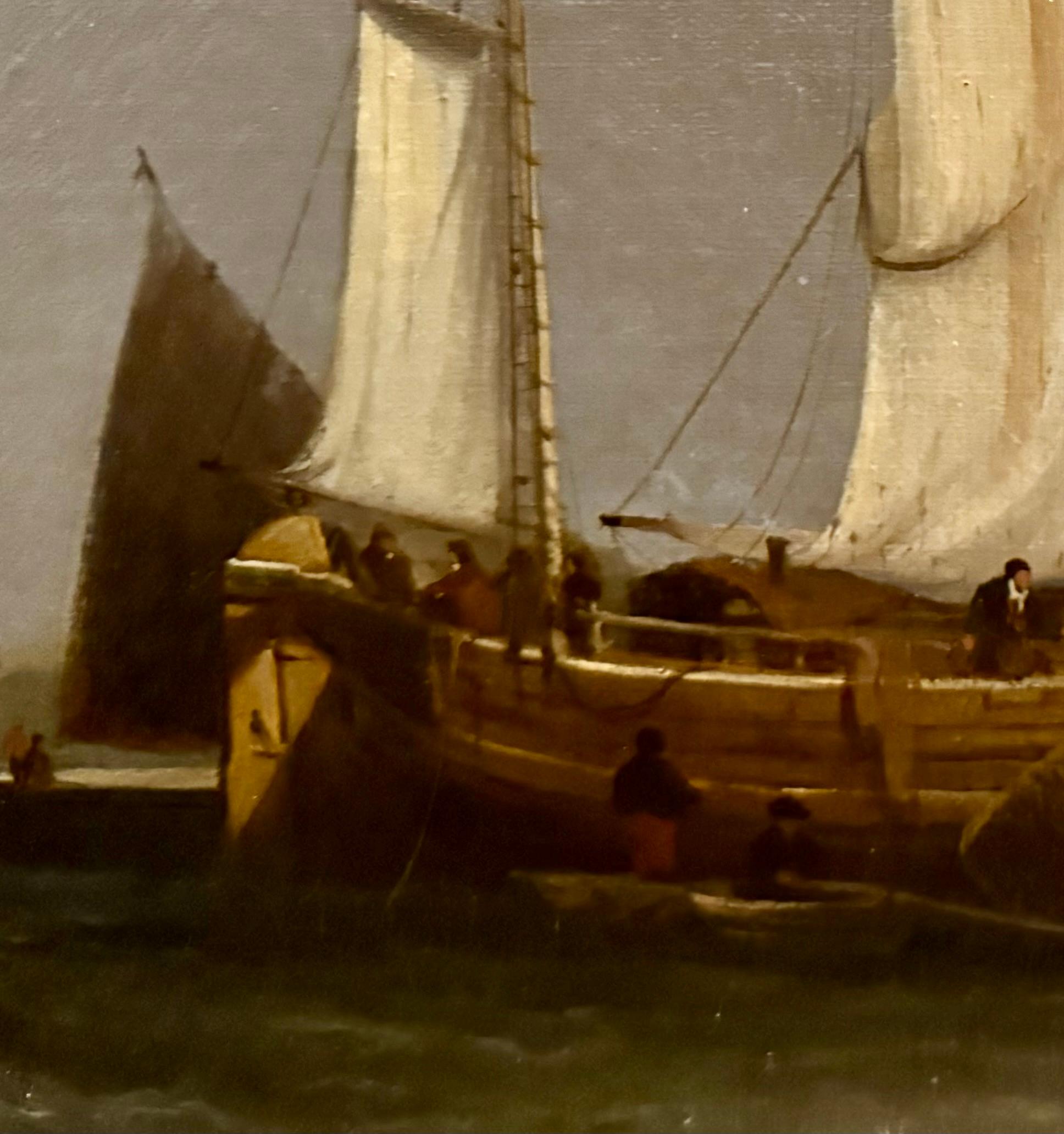 Segelboote auf einem kalifornischen Meer, Himmel und Hafen 19. Jahrhundert im Angebot 6