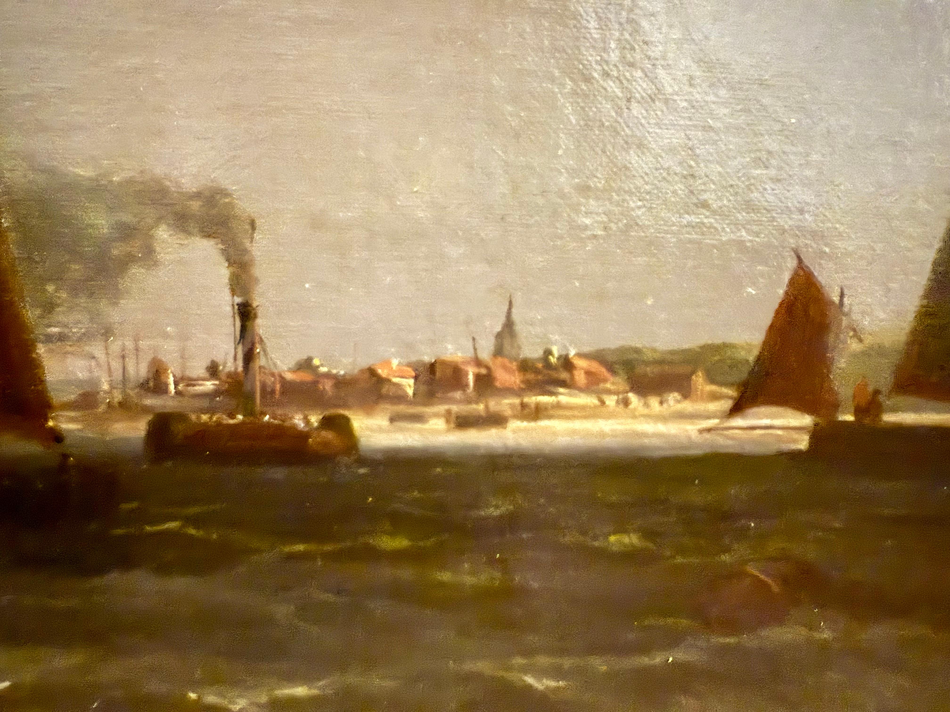 Segelboote auf einem kalifornischen Meer, Himmel und Hafen 19. Jahrhundert im Angebot 9