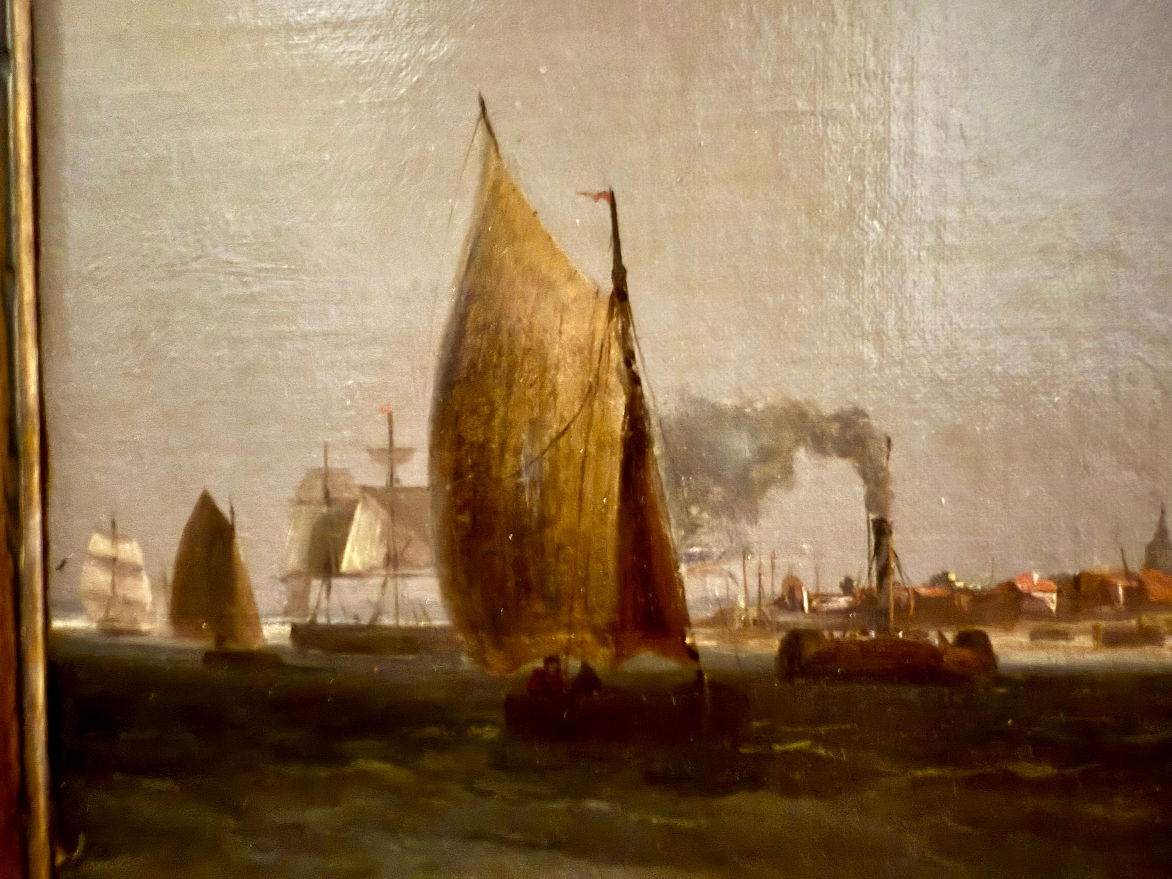 Segelboote auf einem kalifornischen Meer, Himmel und Hafen 19. Jahrhundert im Angebot 10