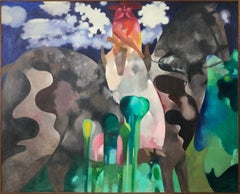 1988 "Utopia" Abstract Oil Painting on Canvas Illustrator Bill Shields