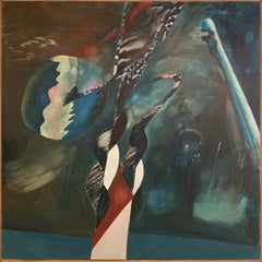 1990 "Gino's Fantasy" Abstract Oil on Canvas Illustrator Bill Shields