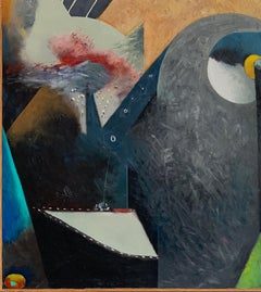 1995 "Zone Two" Abstract Oil Painting on Canvas Illustrator Bill Shields