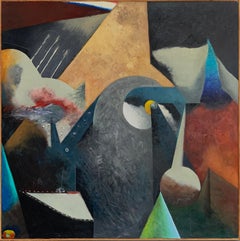 1995 "Zona Due" Pittura astratta a olio su tela Illustratore Bill Shields