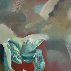 Abstraktes Gemälde „Red Anchor“ auf Tafel, William Shields akzeptiert I, 1996