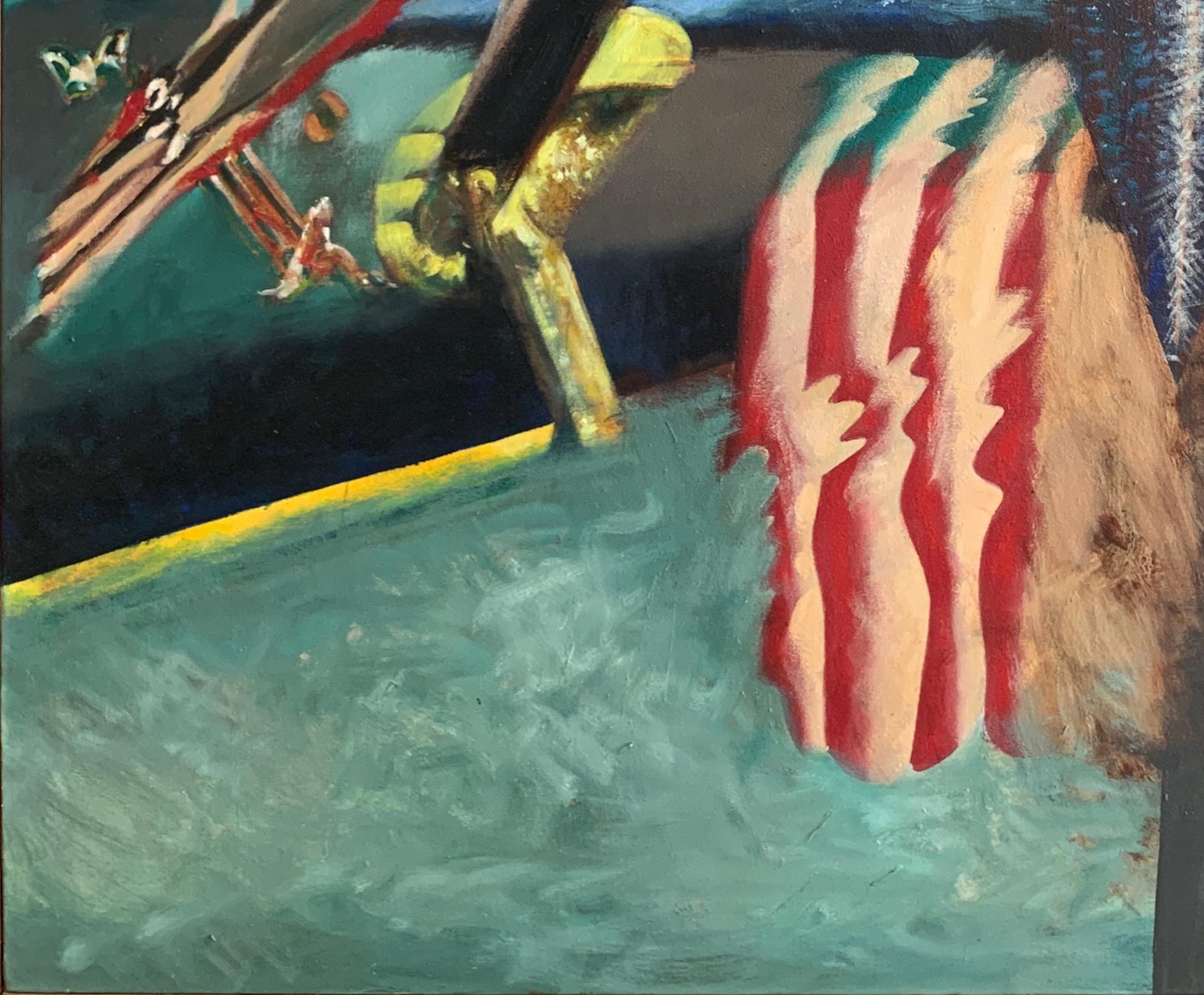 Peinture à l'huile abstraite « Nightmare at Baskin Robbins » de l'illustrateur Bill Shields - Modernisme américain Painting par William Shields 